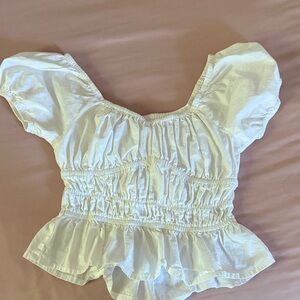 Elegant White Ruched Blouse